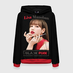 Толстовка-худи женская Blackpink Lisa paints lips, цвет: 3D-красный