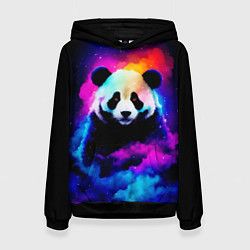 Толстовка-худи женская Панда и краски, цвет: 3D-черный