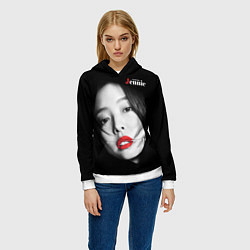 Толстовка-худи женская Blackpink Jennie Red lips, цвет: 3D-белый — фото 2