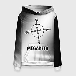 Толстовка-худи женская Megadeth glitch на светлом фоне, цвет: 3D-белый