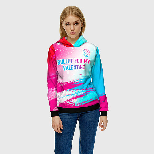 Женская толстовка Bullet For My Valentine neon gradient style: симво / 3D-Черный – фото 3