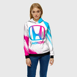 Толстовка-худи женская Honda neon gradient style, цвет: 3D-черный — фото 2