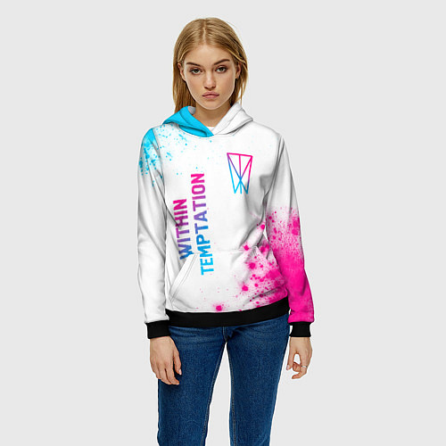 Женская толстовка Within Temptation neon gradient style: надпись, си / 3D-Черный – фото 3