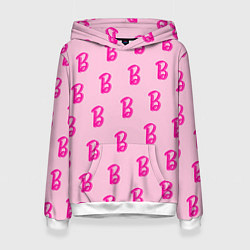 Толстовка-худи женская Барби паттерн буква B, цвет: 3D-белый