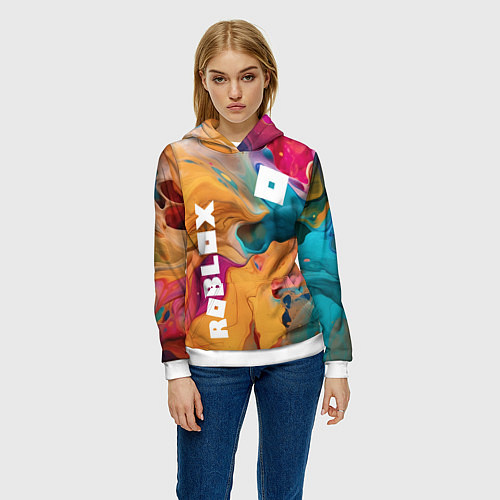 Женская толстовка Roblox Logo Color / 3D-Белый – фото 3