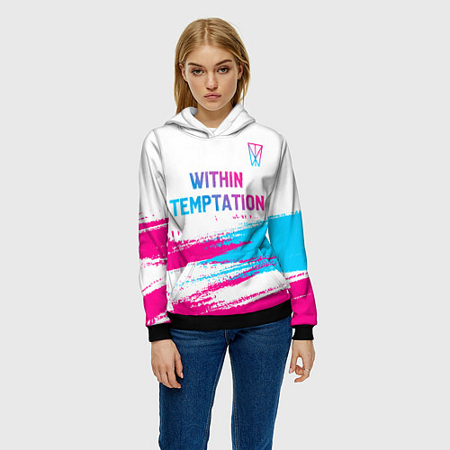 Женская толстовка Within Temptation neon gradient style: символ свер / 3D-Черный – фото 3