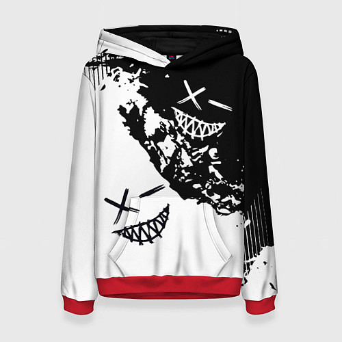 Женская толстовка Smile - black and white / 3D-Красный – фото 1