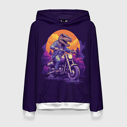 Толстовка-худи женская Динозавр на мотоцикле, цвет: 3D-белый