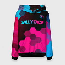 Женская толстовка Sally Face - neon gradient: символ сверху