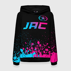 Толстовка-худи женская JAC - neon gradient: символ сверху, цвет: 3D-черный