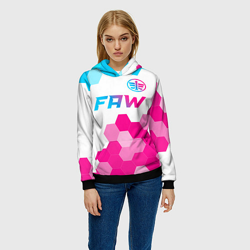 Женская толстовка FAW neon gradient style: символ сверху / 3D-Черный – фото 3