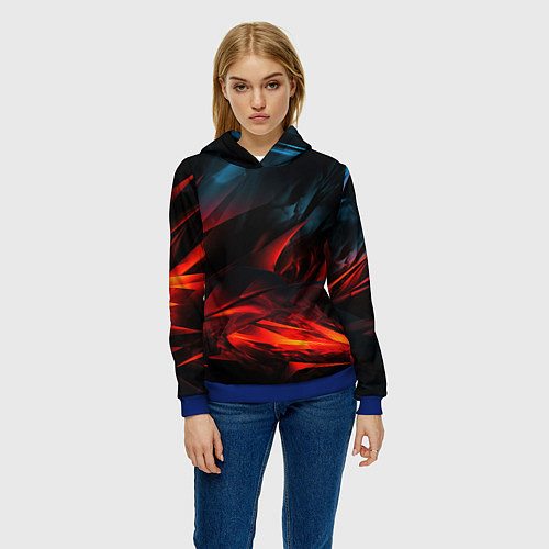 Женская толстовка Red black abstract / 3D-Синий – фото 3