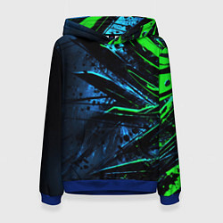 Толстовка-худи женская Black green abstract, цвет: 3D-синий