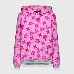Толстовка-худи женская Барби паттерн розовый, цвет: 3D-меланж
