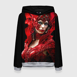 Толстовка-худи женская Красная королева, цвет: 3D-меланж