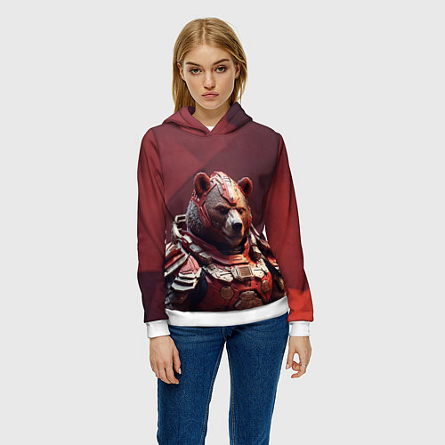 Женская толстовка Бронированный медведь / 3D-Белый – фото 3