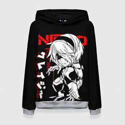 Толстовка-худи женская Nier automata - черный и красный, цвет: 3D-меланж