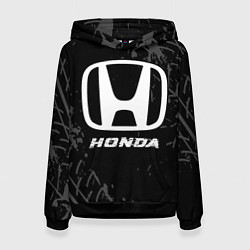Толстовка-худи женская Honda speed на темном фоне со следами шин, цвет: 3D-черный