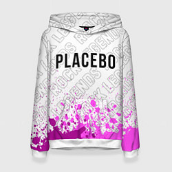 Толстовка-худи женская Placebo rock legends: символ сверху, цвет: 3D-белый