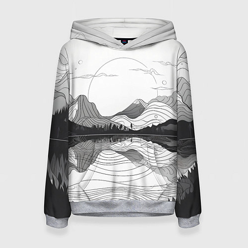 Женская толстовка Минималистичный пейзаж чб / 3D-Меланж – фото 1