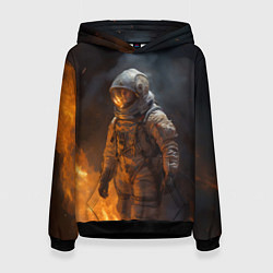 Толстовка-худи женская Огонь в космосе, цвет: 3D-черный