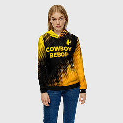 Толстовка-худи женская Cowboy Bebop - gold gradient: символ сверху, цвет: 3D-черный — фото 2