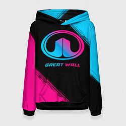 Толстовка-худи женская Great Wall - neon gradient, цвет: 3D-черный