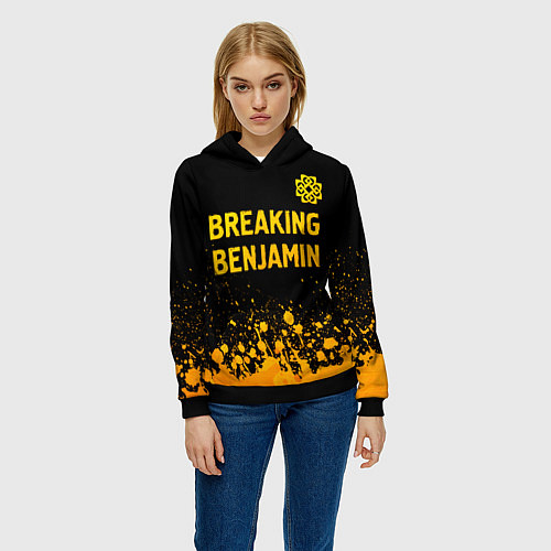 Женская толстовка Breaking Benjamin - gold gradient: символ сверху / 3D-Черный – фото 3