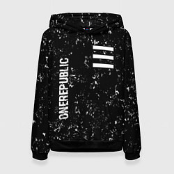Толстовка-худи женская OneRepublic glitch на темном фоне: надпись, символ, цвет: 3D-черный