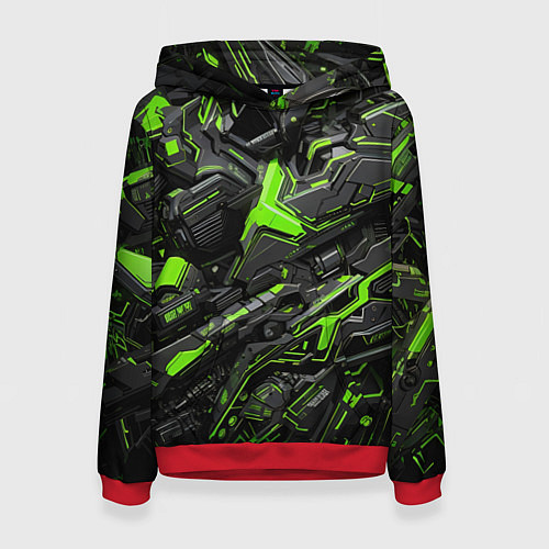 Женская толстовка Текстура киберпанка / 3D-Красный – фото 1