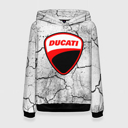 Толстовка-худи женская Ducati - потресканная земля, цвет: 3D-черный