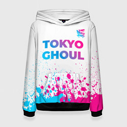 Толстовка-худи женская Tokyo Ghoul neon gradient style: символ сверху, цвет: 3D-черный