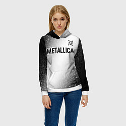Толстовка-худи женская Metallica glitch на светлом фоне: символ сверху, цвет: 3D-белый — фото 2