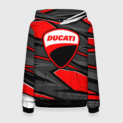 Толстовка-худи женская Ducati - red stripes, цвет: 3D-черный