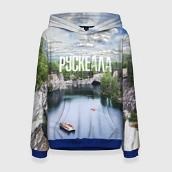 Толстовка-худи женская Карелия горный парк Рускеала, цвет: 3D-синий