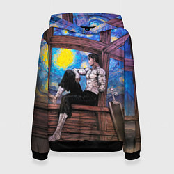 Толстовка-худи женская Берсерк и небо Ван Гога, цвет: 3D-черный