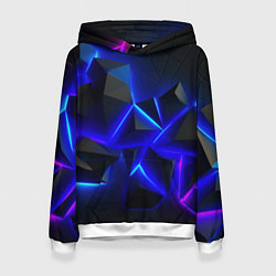 Толстовка-худи женская Разлом плит из неона, цвет: 3D-белый