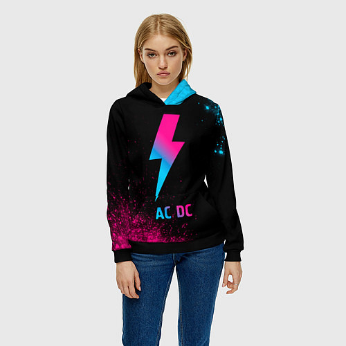 Женская толстовка AC DC - neon gradient / 3D-Черный – фото 3