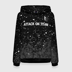 Толстовка-худи женская Attack on Titan glitch на темном фоне: символ свер, цвет: 3D-черный