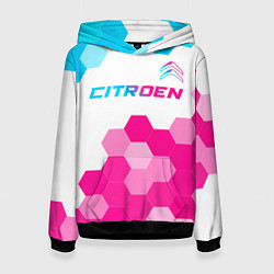 Толстовка-худи женская Citroen neon gradient style: символ сверху, цвет: 3D-черный