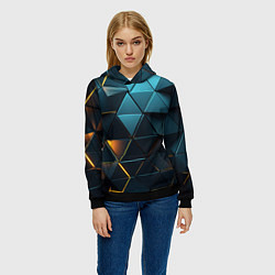 Толстовка-худи женская Объемные частицы с подсветкой, цвет: 3D-черный — фото 2