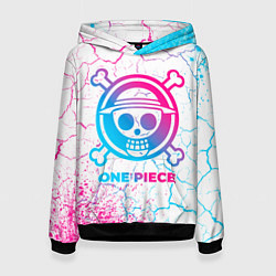 Толстовка-худи женская One Piece neon gradient style, цвет: 3D-черный