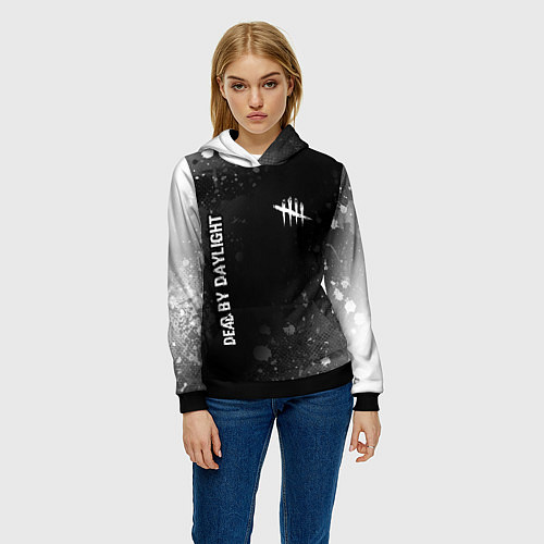 Женская толстовка Dead by Daylight glitch на темном фоне: надпись, с / 3D-Черный – фото 3