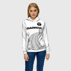 Толстовка-худи женская Daewoo speed на светлом фоне со следами шин: симво, цвет: 3D-белый — фото 2