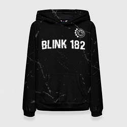 Толстовка-худи женская Blink 182 glitch на темном фоне: символ сверху, цвет: 3D-черный