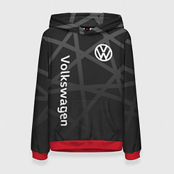 Толстовка-худи женская Volkswagen - classic black, цвет: 3D-красный