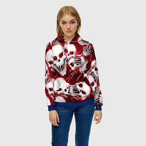 Женская толстовка Черепа киберпанк / 3D-Синий – фото 3