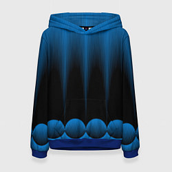Толстовка-худи женская Сине-черный градиент в полоску, цвет: 3D-синий