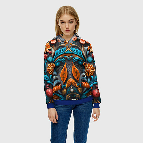 Женская толстовка Mirrow floral pattern - art - vogue / 3D-Синий – фото 3