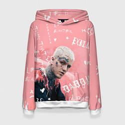 Толстовка-худи женская Lil Peep тату розовый, цвет: 3D-белый